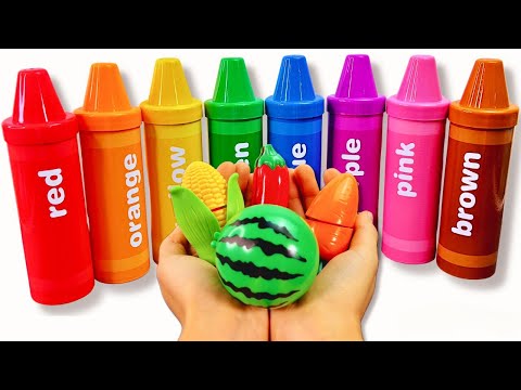 Learn Fruit and Vegetable Names for Kids with Rainbow Crayons