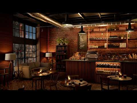 A Warm and Cozy Coffee Shop Ambience with Relaxing Piano Jazz Music on a Rainy Day