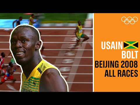 ALL of USAIN BOLT's ?? individual races at Beijing 2008!