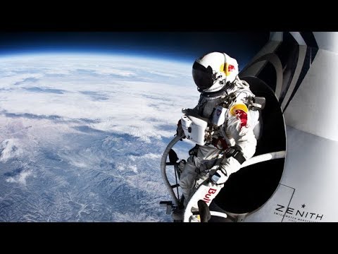 Record breaking space jump - free fall faster than speed of sound - Red Bull Stratos.