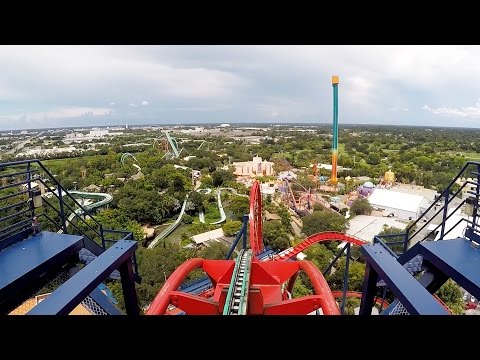 SheiKra Front Row POV Ride at Busch Gardens Tampa Bay on Roller Coaster Day 2016, Dive Coaster