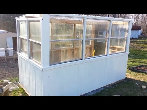 Building a greenhouse with old windows and pallets