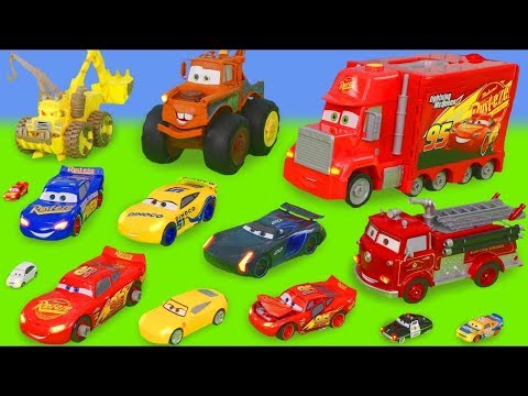 Tractor, Excavator, Fire Truck, Tractor, Excavator, Disney Cars - Lightning McQueen Toy Vehicles