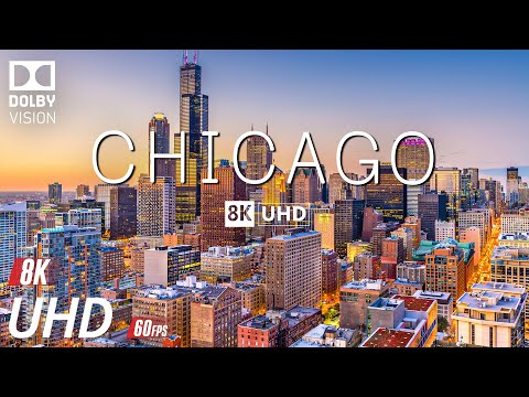 CHICAGO 8K Video Ultra HD With Soft Piano Music - 60 FPS - 8K Nature Film