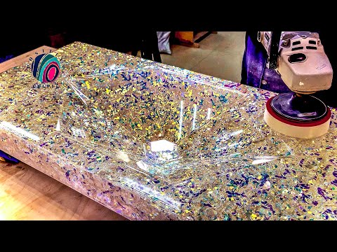 Bathroom Sink of Epoxy resin and Tinsel Christmas Tinsel in Еpoxy Resin!