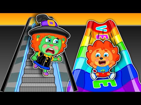 Lion Family USA | Slide for Going Down the Stairs! | Family Kids Cartoons