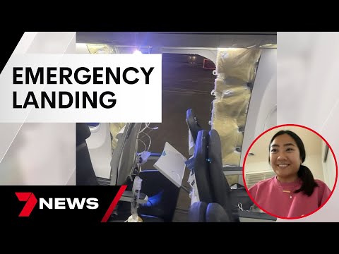 A commercial plane door blows out in a terrifying mid-air emergency | 7 News Australia