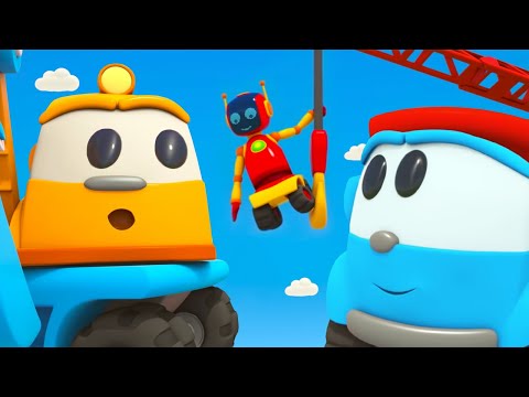 Leo the truck &amp; the tower crane for kids. Car cartoons for kids. Learn vehicles for kids.