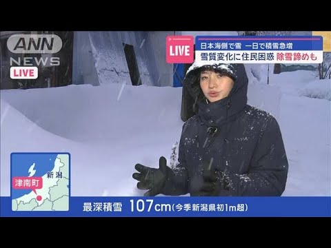 日本海側は一日で積雪急増　雪質変化に住民困惑　除雪諦めも【スーパーJチャンネル】(2024年1月15日)