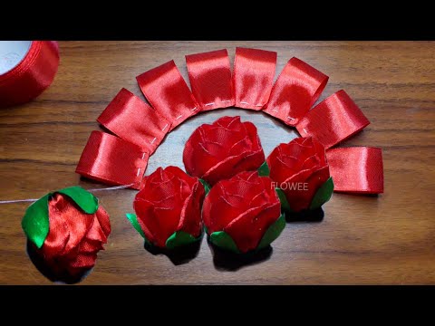 Whole Ribbon Rose - Ribbon Flowers - How to make an easy ribbon rose