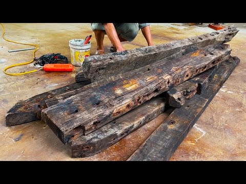 Building A Difficult, rustic Table From Rotten Old Wood // Woodworking Restore Old Wood