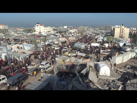 Tens of thousands of Palestinians have streamed into already crowded town at southernmost end of Gaz