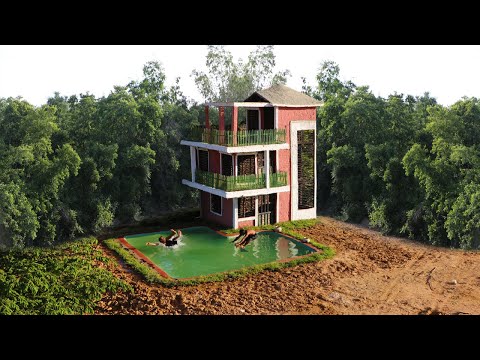 Evolution Primitive Time: Build The Most Beautiful Three Story Mud Villa And Swimming Pool (full)