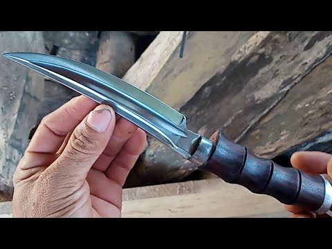 making knives from used bearing into bamboo motif knives