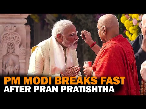 PM Modi breaks 11 days fast after Ram Mandir 'Pran Pratishtha' in Ayodhya