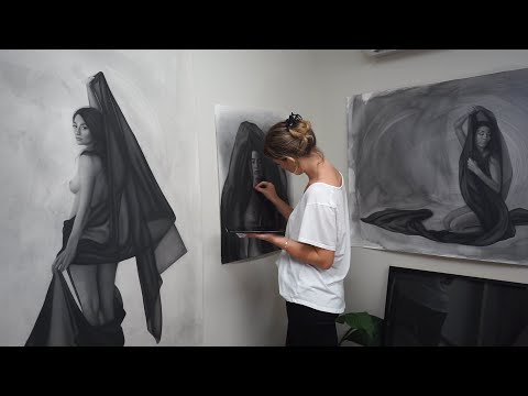 Meditative drawing process | 3 weeks drawing a realistic portrait with charcoal