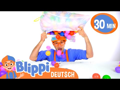 Farben lernen mit bunten B&auml;llen und Fahrzeugen  | Blippi Deutsch | Abenteuer und Videos f&uuml;r Kinder