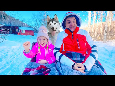 Nastya and her family on a New Year's trip