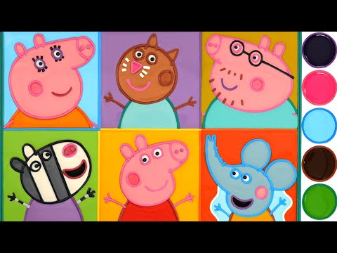 Peppa Pig Family, Friend face Jelly Coloring &amp; Painting | Belajar Menggambar Mewarnai untuk keluarga