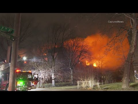 Massive fire at historic, abandoned Emerson High School in Gary