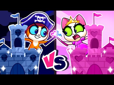 Pink VS Black Castle💖Playhouse Challenge, Secret Room &amp; More Funny Kids Cartoons😻Purr-Purr Stories