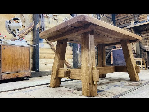 A table made of logs. Oak 133 years old