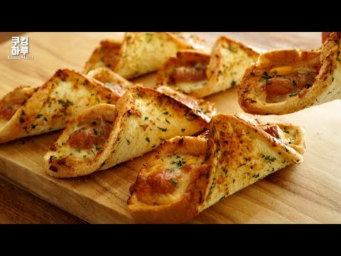 Crispy Garlic Butter Sausage Toast!! Roll The Bread Like This! Delicious!