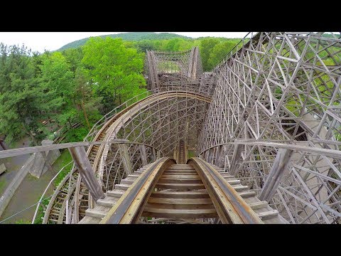 4K AWESOME Twister Roller Coaster Front Seat POV Knoebels Amusement Park