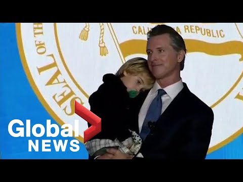 California Gov. Gavin Newsom's two-year-old son steals spotlight at inauguration