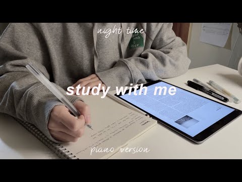 1 hour STUDY WITH ME, calming piano music, real time + countdown 一緒に勉強