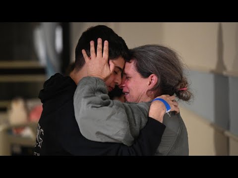 Emotional moment Israeli hostages are reunited with their families