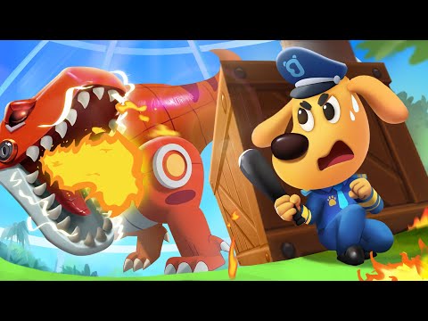 T-Rex And A Big Fire | Safety Cartoon | Sheriff Labrador | Kids Cartoon | BabyBus