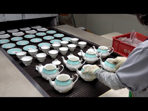 Luxury Teapot and Teacup Manufacturing Process. 80 Year Old Korean Ceramic Factory