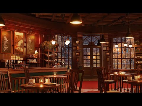 Cozy Winter Coffee Shop Ambience with Instrumental Smooth Jazz Music &amp; Cafe Sounds