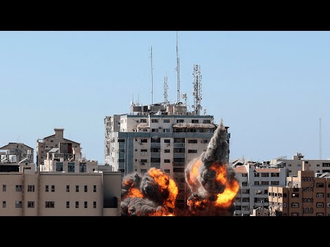 Watch the moment an Israeli air strike hits the Associated Press and Al-Jazeera offices in Gaza