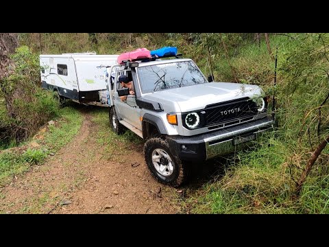 REAL OFFROAD TEST 2024 Toyota Landcruiser 4 cylinder towing Jayco Expanda outback in crazy terrain