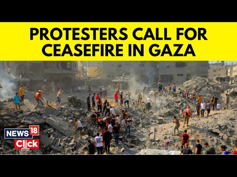 Protesters Call For Ceasefire Between Israel &amp; Hamas | Israel Palestine Conflict | News18 | N18V