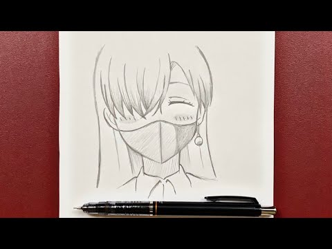 Easy anime drawing | how to draw Elizabeth wearing a Mask easy step-by-step