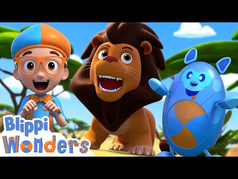 Blippi Meets a Roaring Lion! | Blippi Wonders Magic Stories and Adventures for Kids | Moonbug Kids