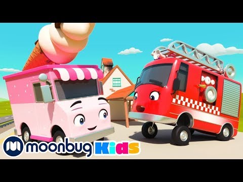 Wheels On The Bus (Firetruck) | +MORE Go Buster | Baby Songs &amp; Kids Cartoons | ABCs &amp; 123s