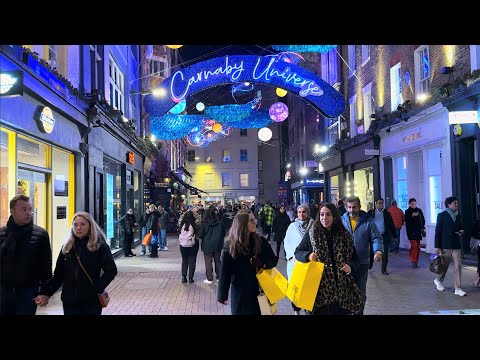 ???? LONDON CHRISTMAS LIGHTS 2023: REGENT STREET, CARNABY STREET AND OXFORD STREET, 4K60FPS HDR