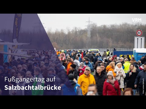 Wiesbadener begehen Salzbachtalbr&uuml;cke vor Er&ouml;ffnung