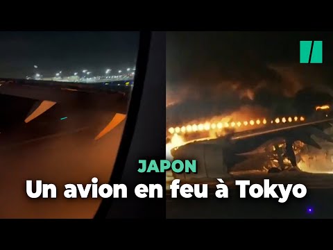 Les passagers d'un avion en feu &agrave; Tokyo &eacute;vacu&eacute;s apr&egrave;s une collision