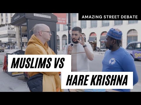 Muslims debate with a Hare Krishna Monk