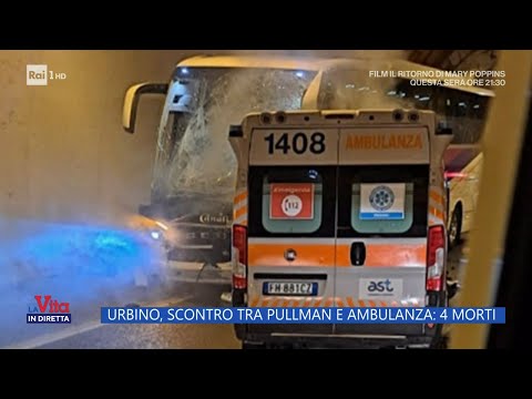 Urbino, scontro tra pullman ed ambulanza: 4 morti - La vita in diretta 28/12/2023