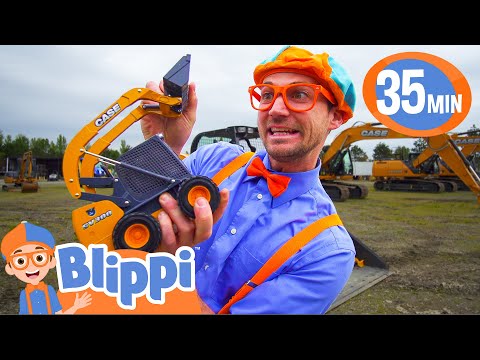 Blippi Learns about Diggers and Construction Vehicles! | BEST OF BLIPPI TOYS! | Vehicles for Kids