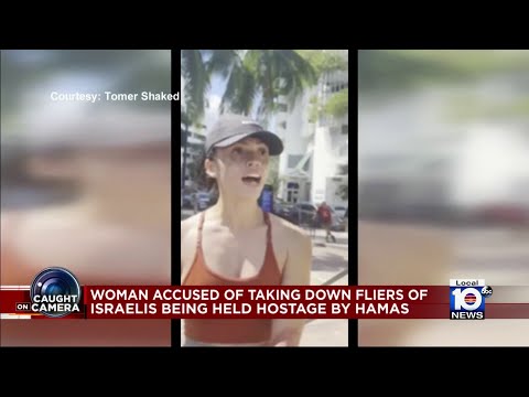 Woman accused of ripping down fliers of missing Israelis at Miami park