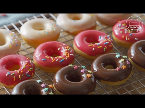 Moist Baked Doughnuts glazed with three different flavours.