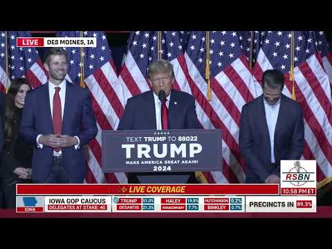 FULL SPEECH: Election Night in Iowa LIVE with RSBN at the Trump Campaign Watch Party - 1/15/24