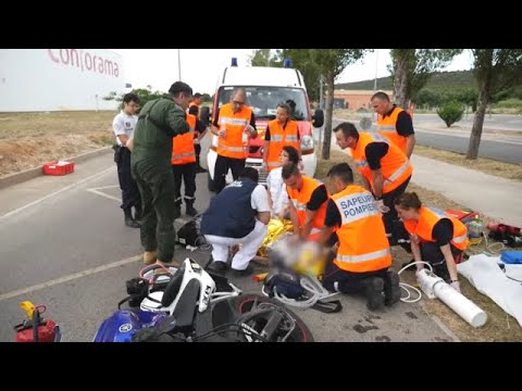 A biker got stuck on a tree